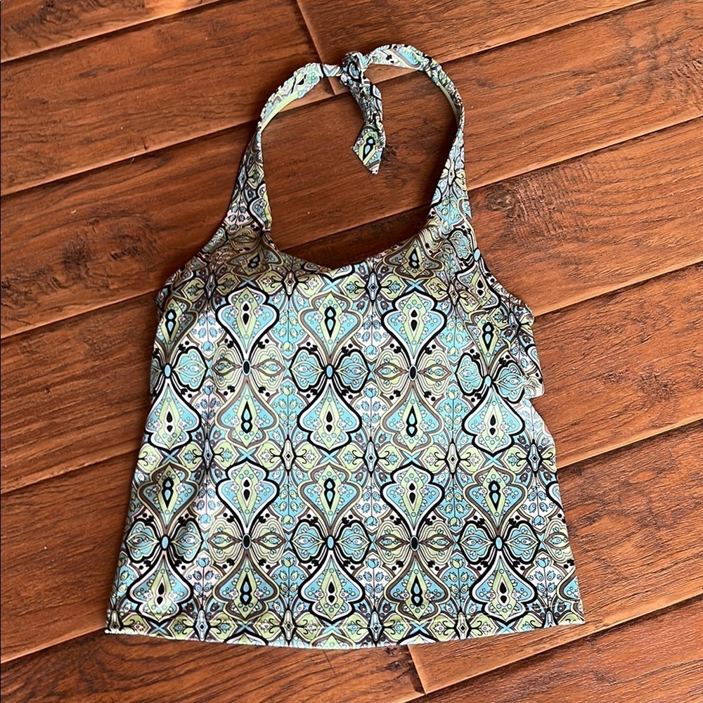 Athleta Geometric Swim Camisole in Blue and Green - Size 36C
